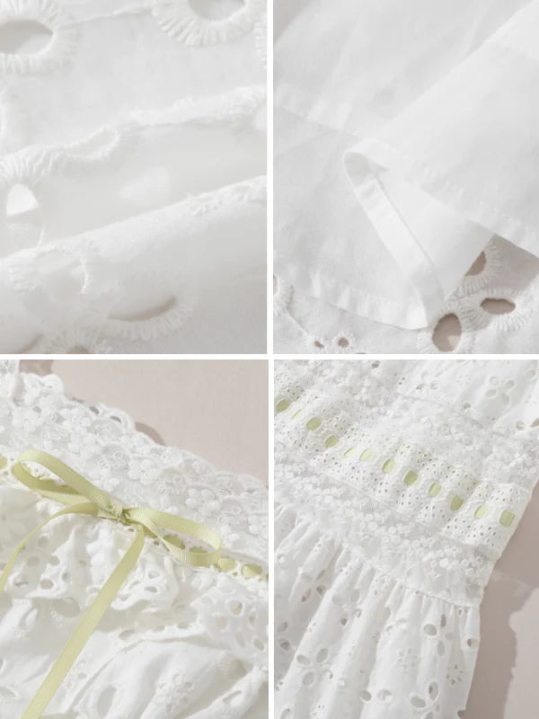 Lime Ribbon Fantasy White Dress