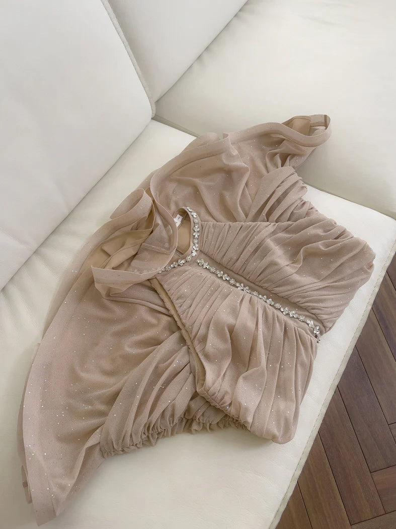 Glitter Blossom Embellished Mini Dress