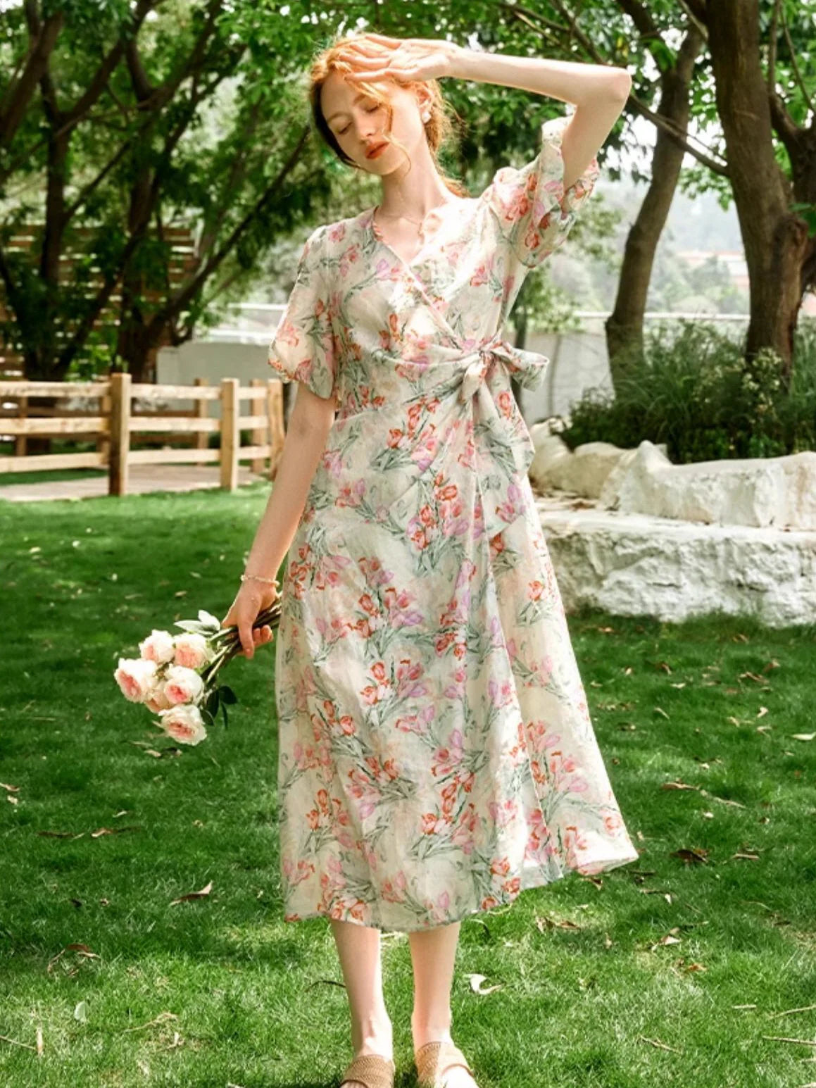 Ethereal Floral Wrap Dress
