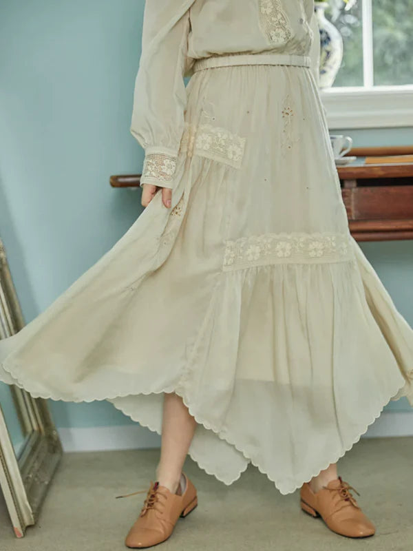 Autumn's Serene Verse Dress