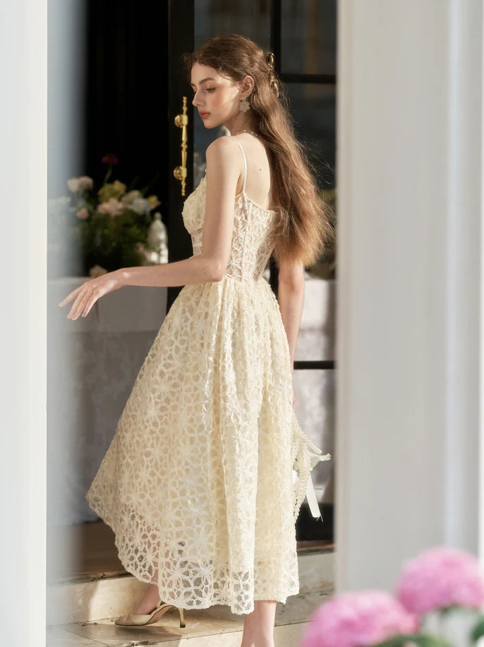 Cream Lace Garden Corset Dress