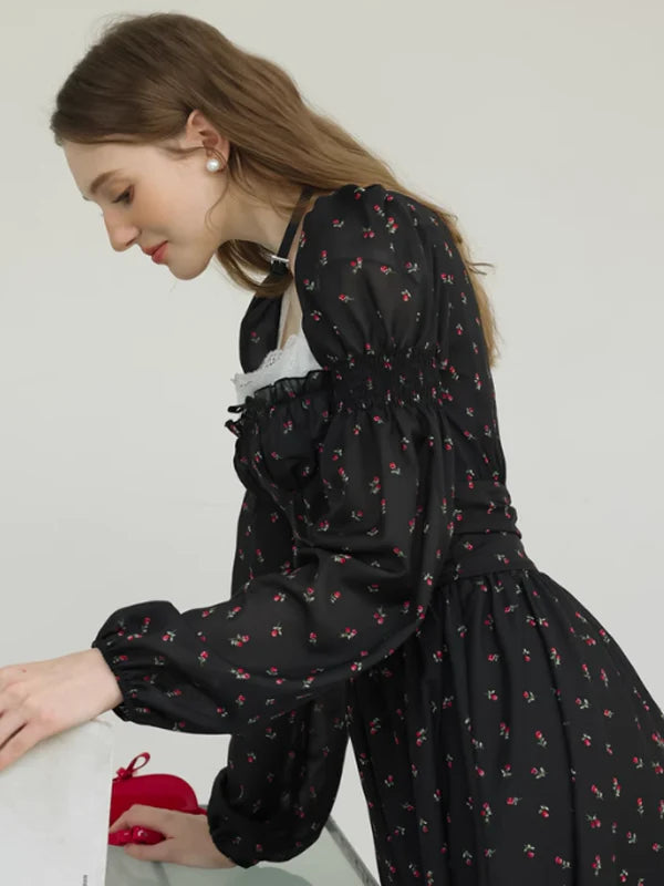 Enchanted Rose Black Dress