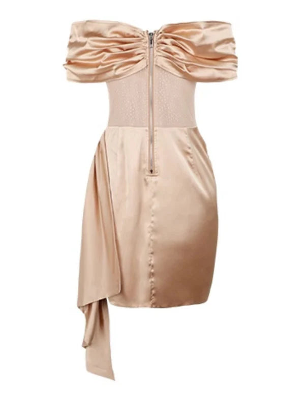 Champagne Satin Corset Mini Dress