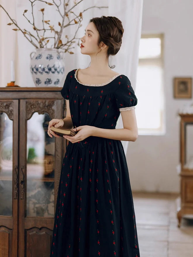 Midnight Rose Cotton Dress