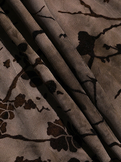 Brown Bloom Vintage Mesh Dress