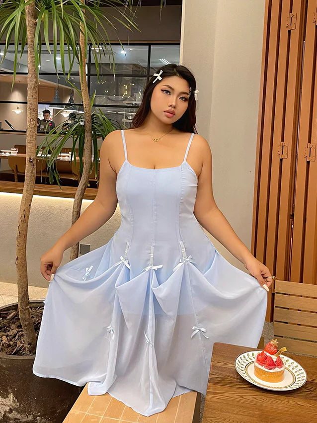 Blue Ribbon Balloon Hem Dress