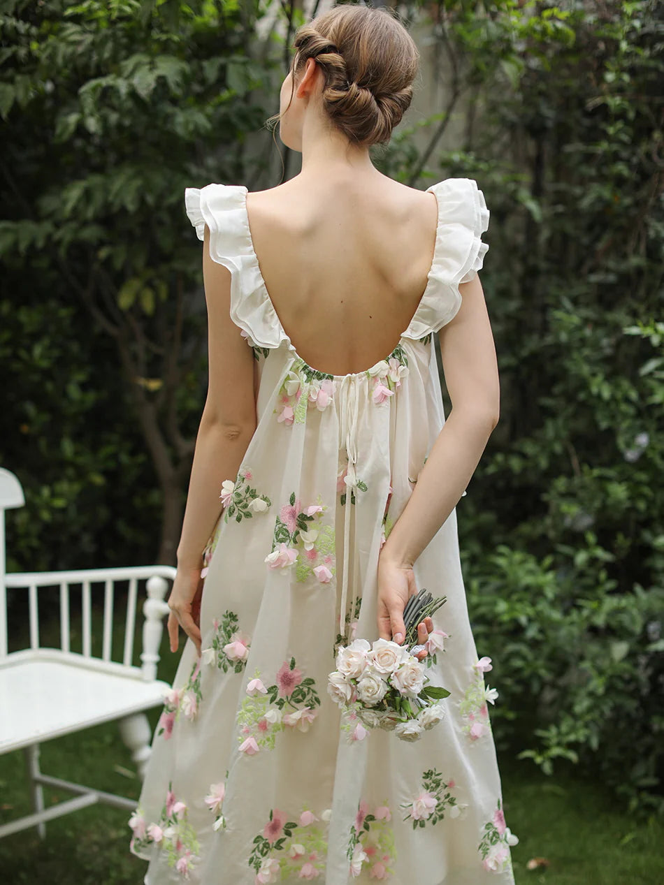 Blossom Whisper Embroidered Fairy Dress