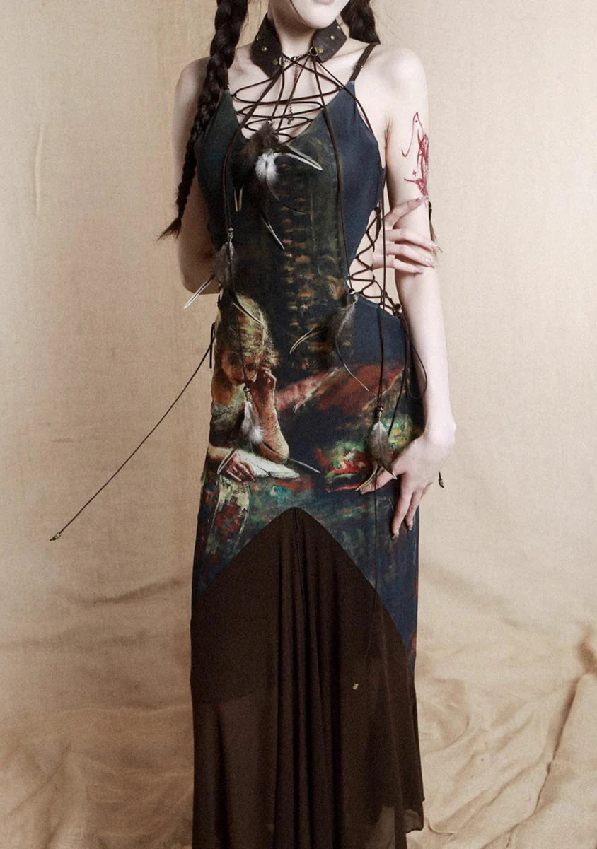 Vintage Glam Bronze Print Dress