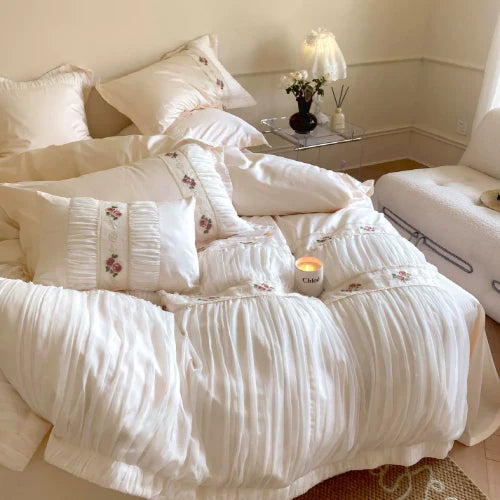 French Rose Silk Bedding Set