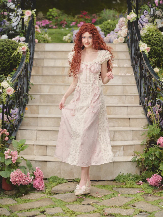 Enchanted Rose Garden Lace-Up Dress