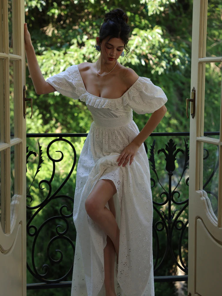 Daisy Lace Back Bow Cotton Dress