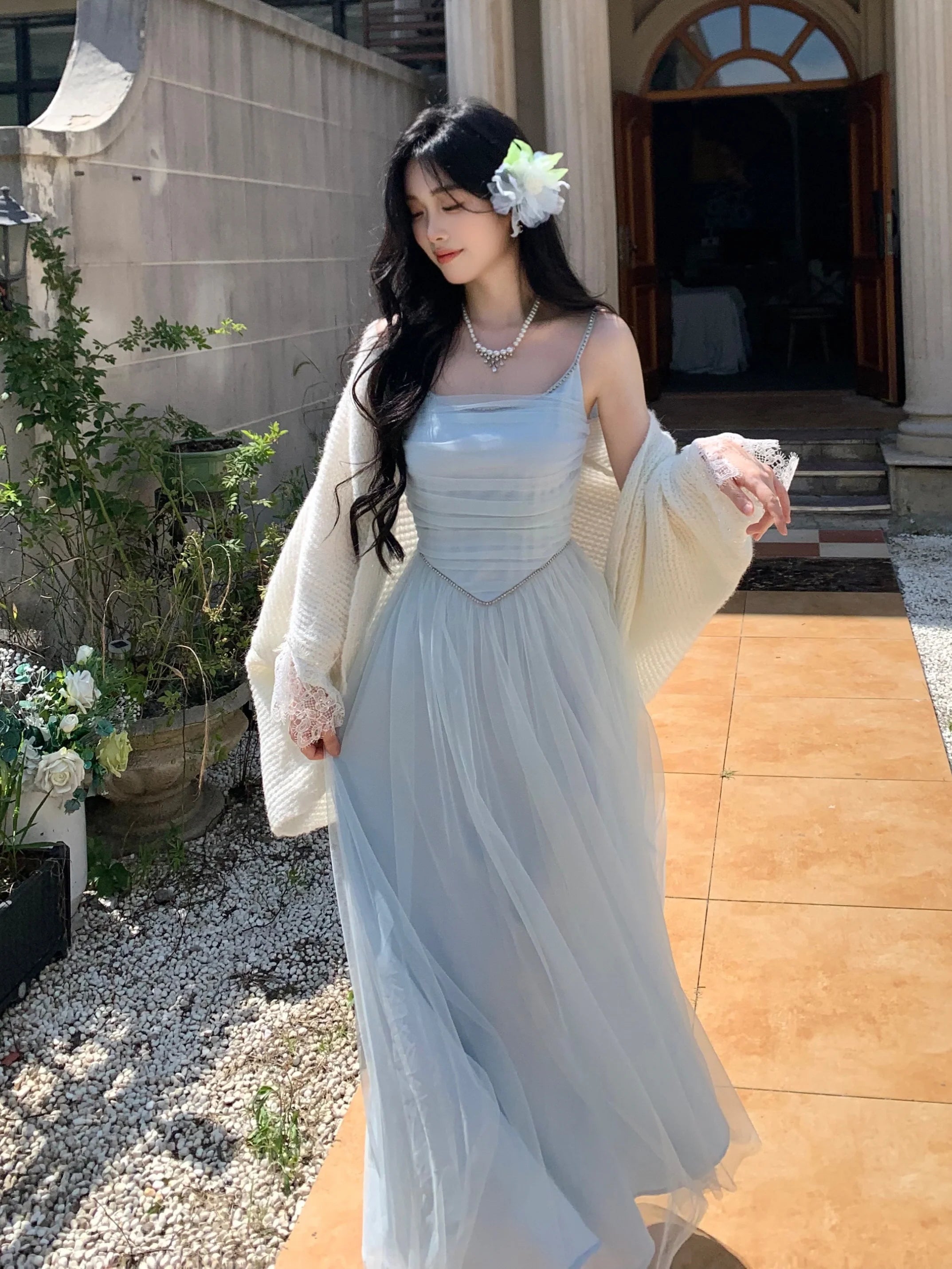 Dreamy Sky Blue Tulle Gown