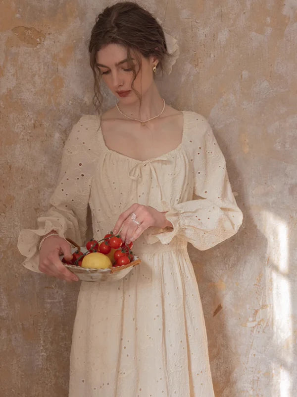 Romantic Embroidered Ivory Dress