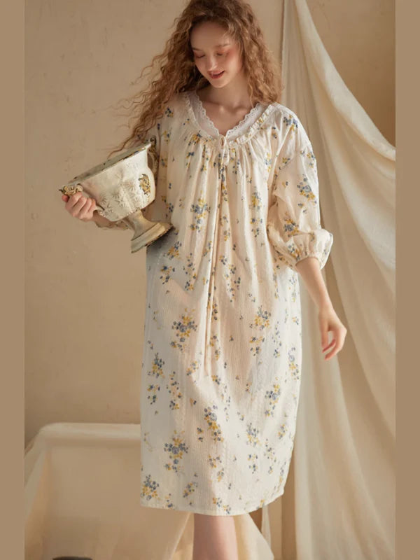 Blossom Whisper Vintage Cotton Nightgown
