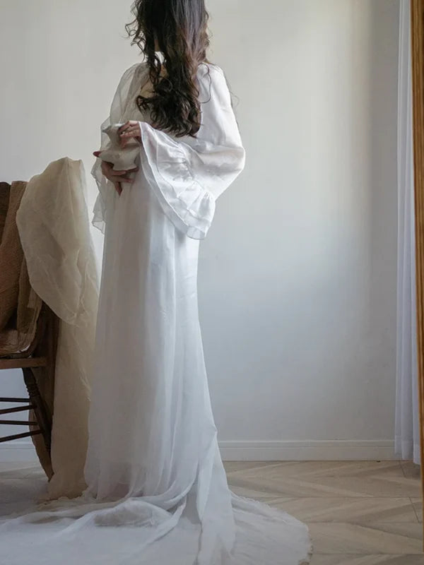 White Floral Sunrise Elegance Nightgown