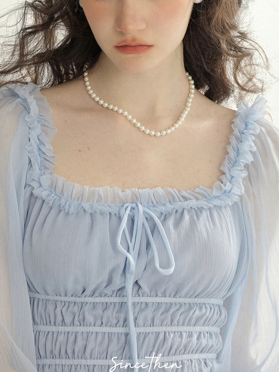 Fairy Light Blue Cloud Ruffle Dress