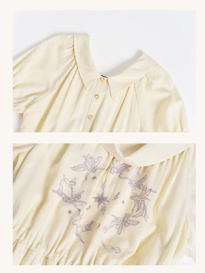 Heavenly Garden Retro Embroidery Linen Dress