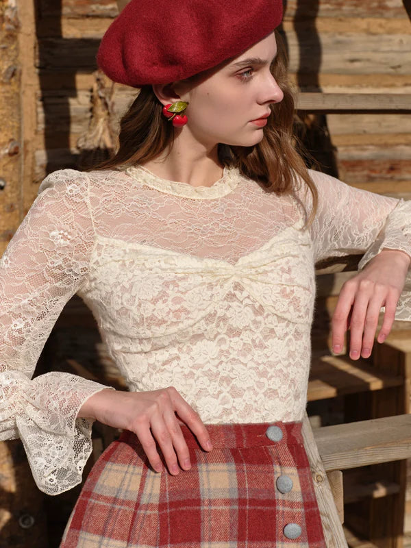 Vintage Floral Lace Long Blouse