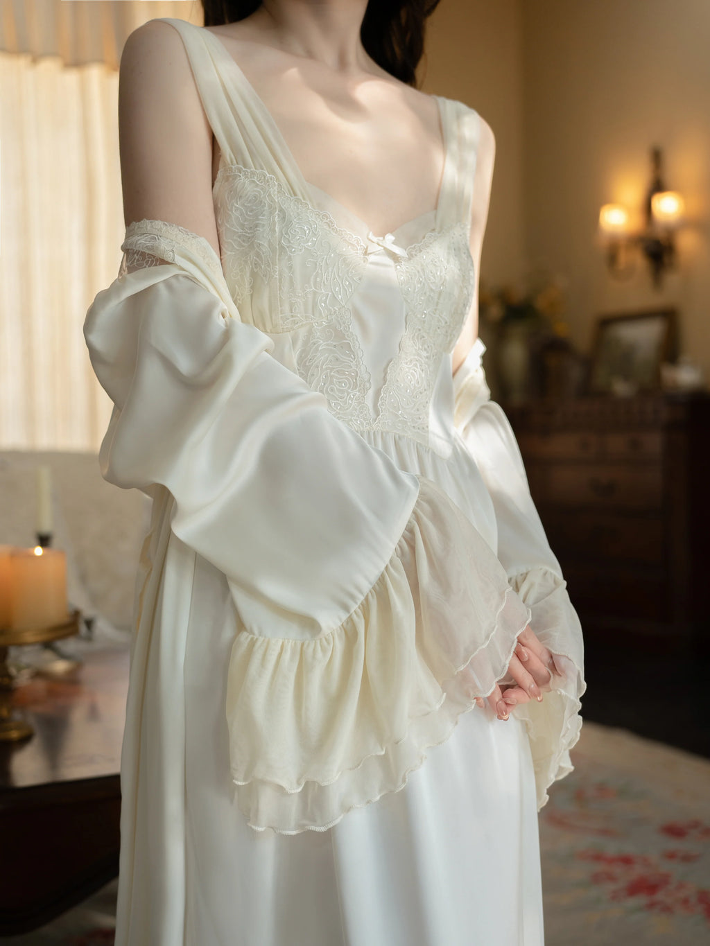 Princess Rose Lace Lounge Gown Set