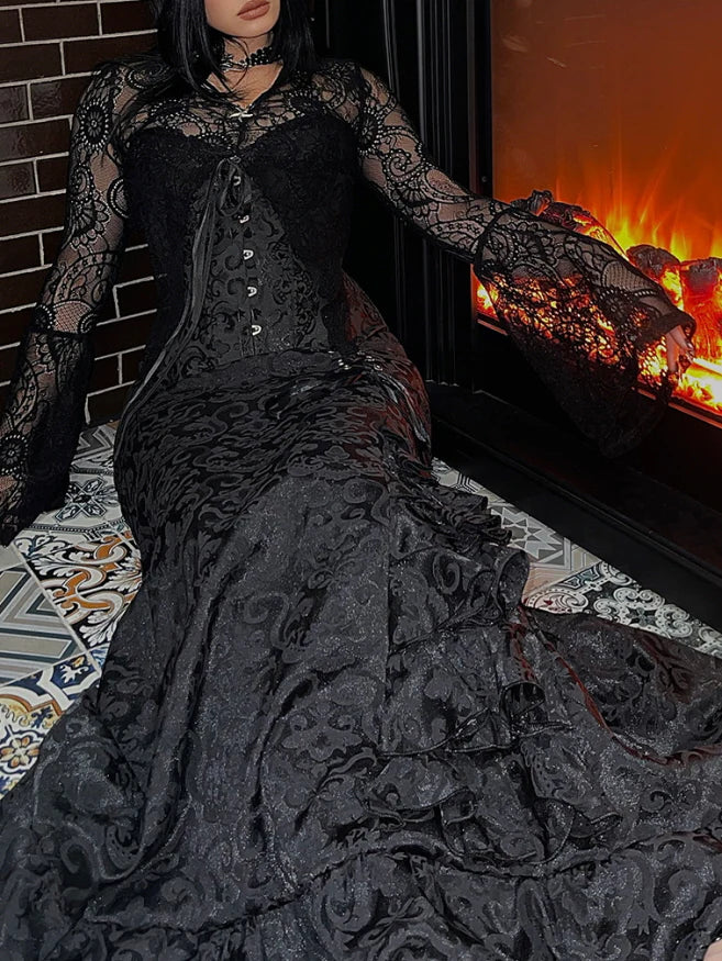 Midnight Baroque Corset & Ruffle Skirt