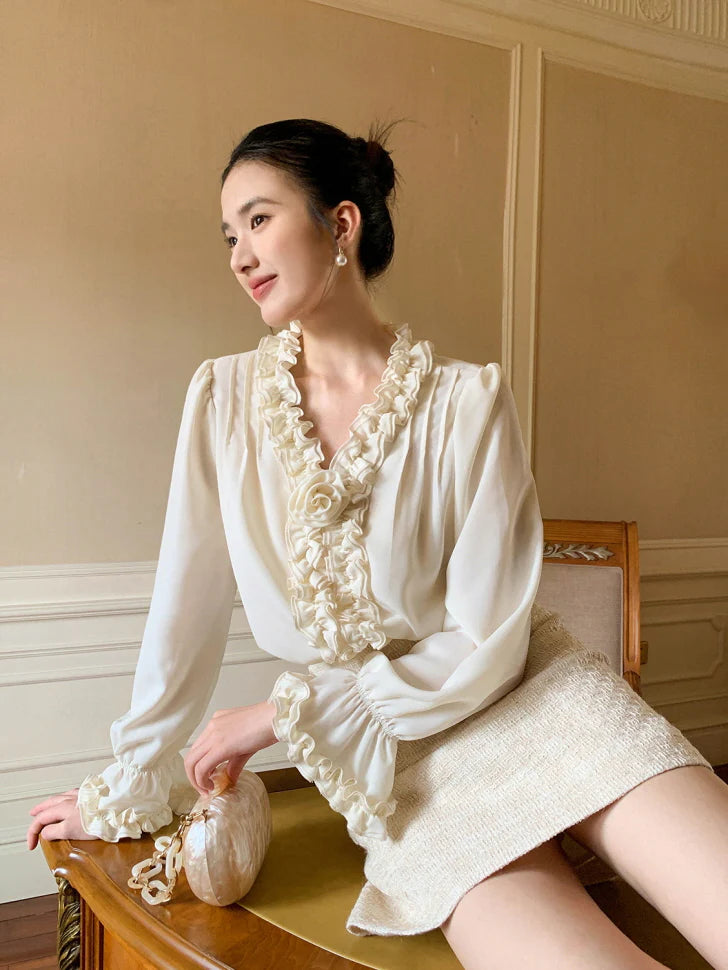 Romantic Ruffle Rose Blouse