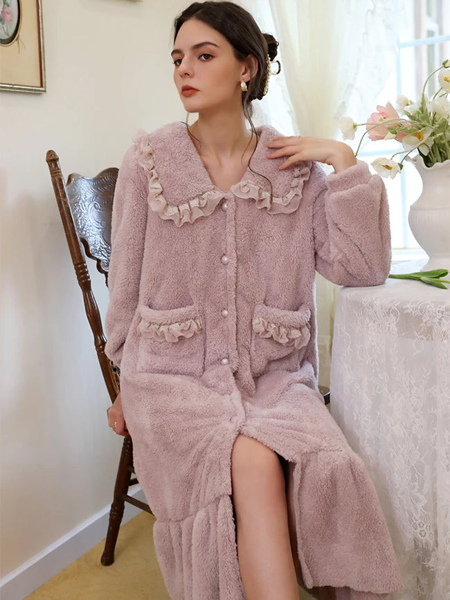 Lavender Ruffled Collar Dream Robe