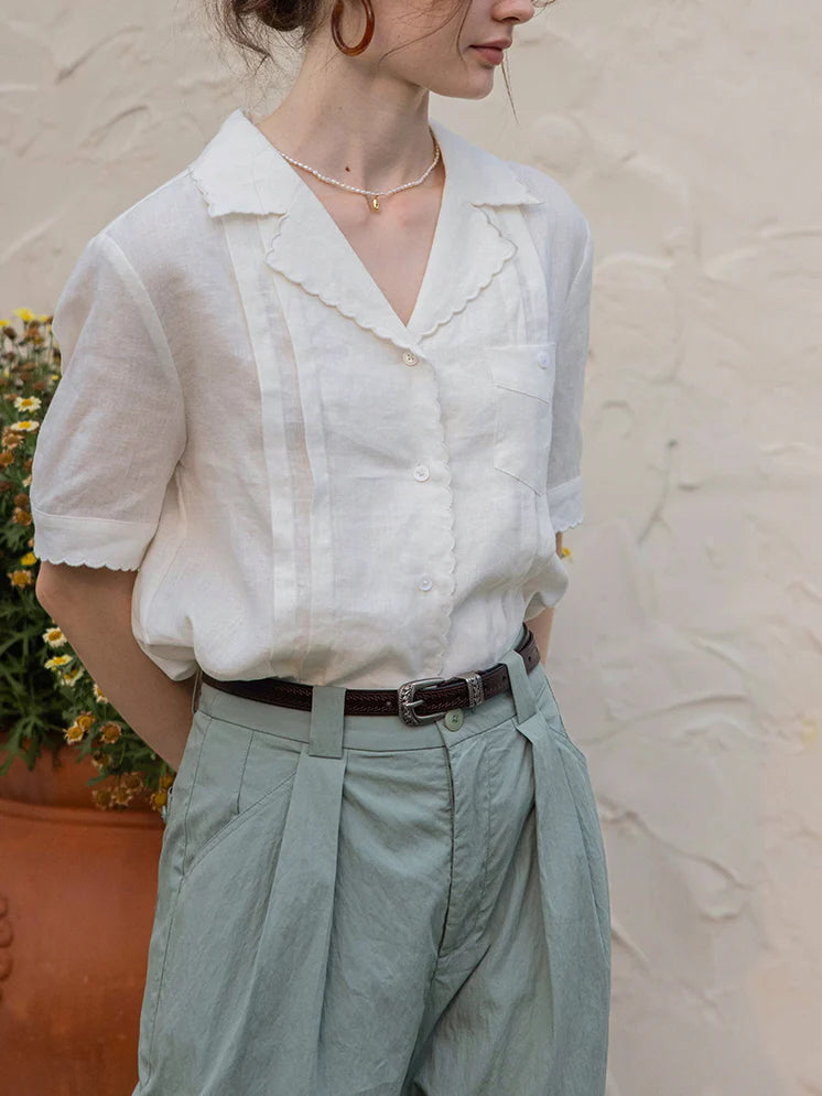 Sophia's Green Linen Blouse
