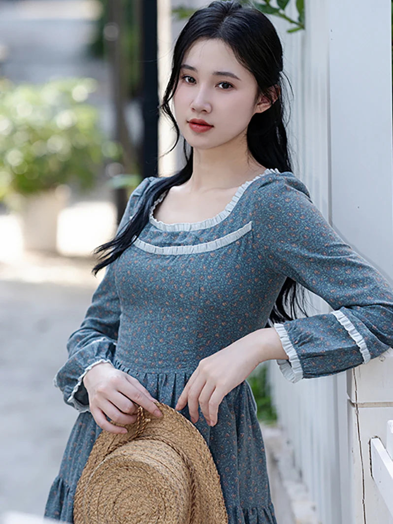 Alice's Floral Serenity Blue Dress