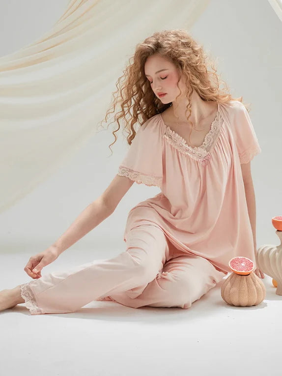 Soft Lace-Trimmed Pajama Set
