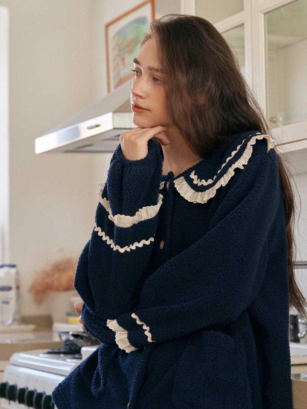 Midnight Ruffle Fleece Pajama Set