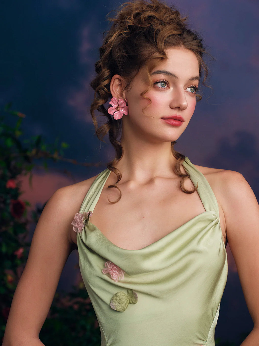 Draped Garden Bloom Halter Dress