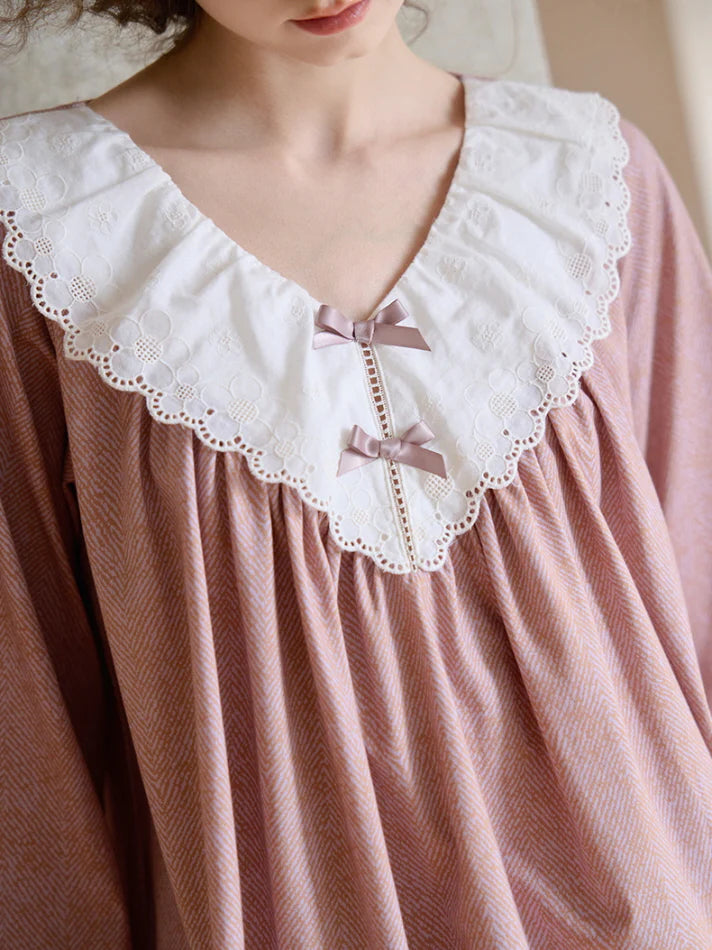 Blush Lace Collar Pajama Set