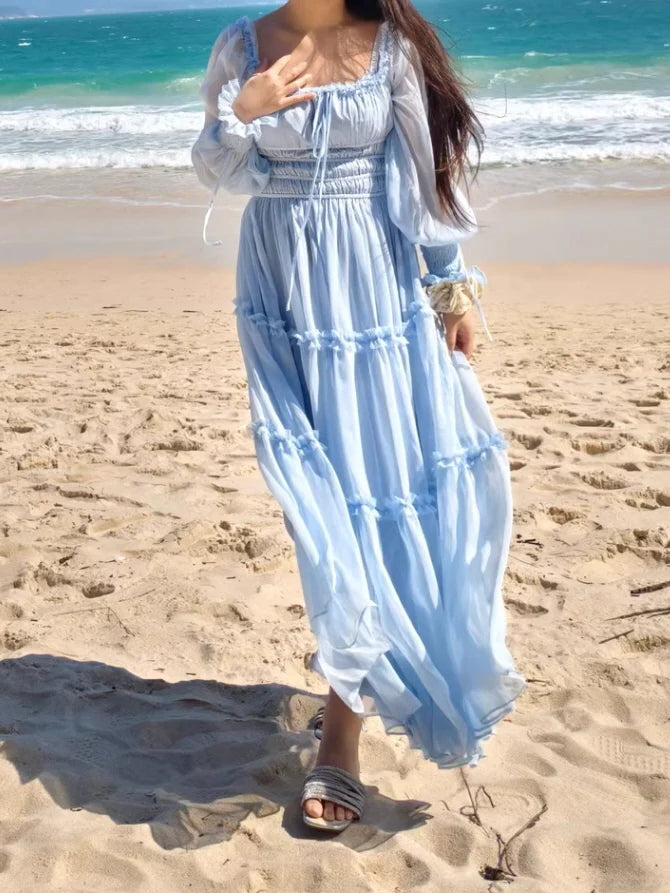 Fairy Light Blue Cloud Ruffle Dress
