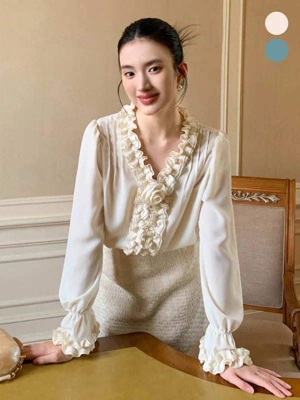 Romantic Ruffle Rose Blouse