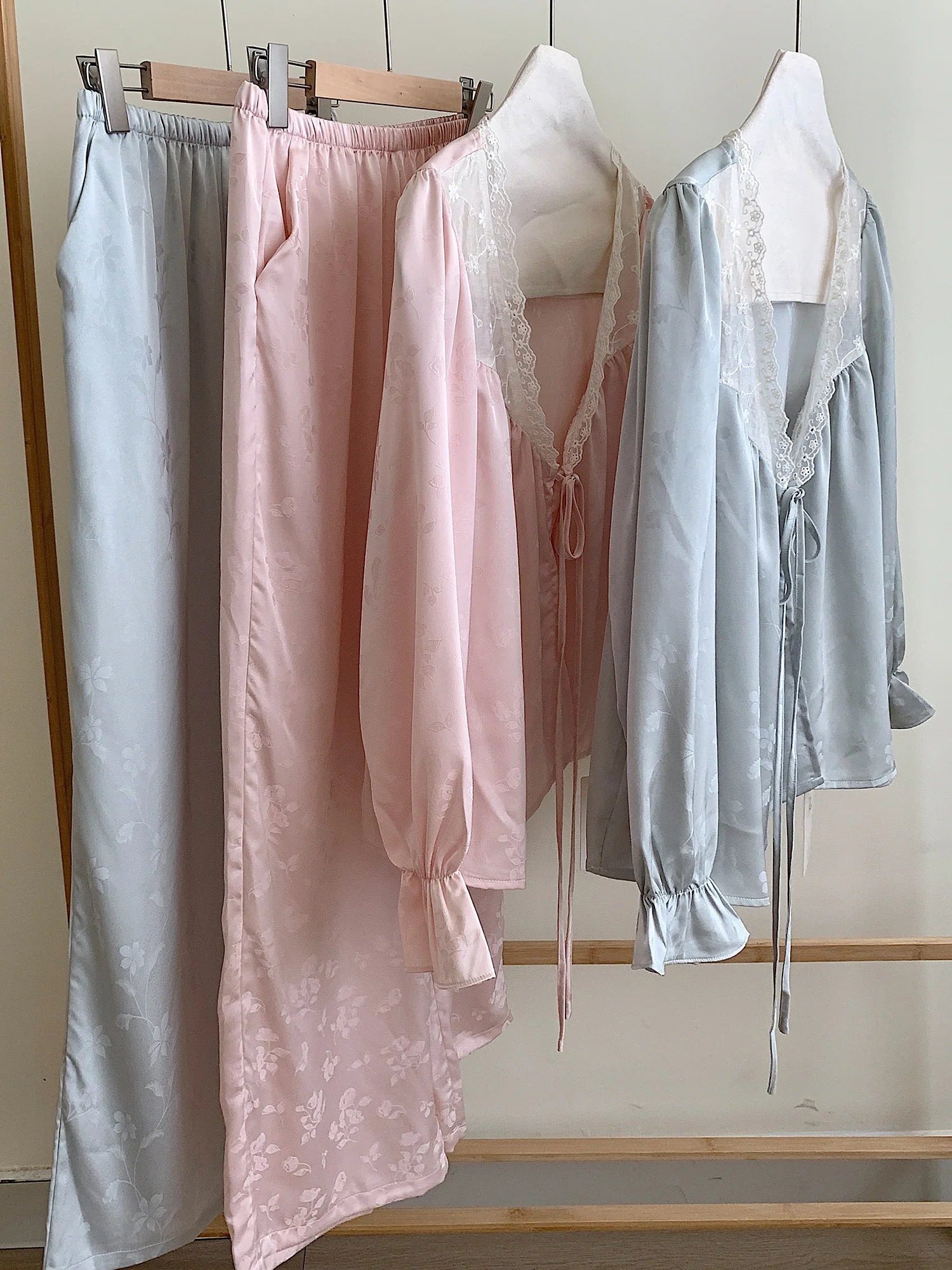 Floral Whisper 3-Piece Blue Loungewear Set