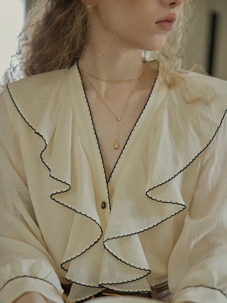 Timeless Ruffle Edge Vintage Blouse