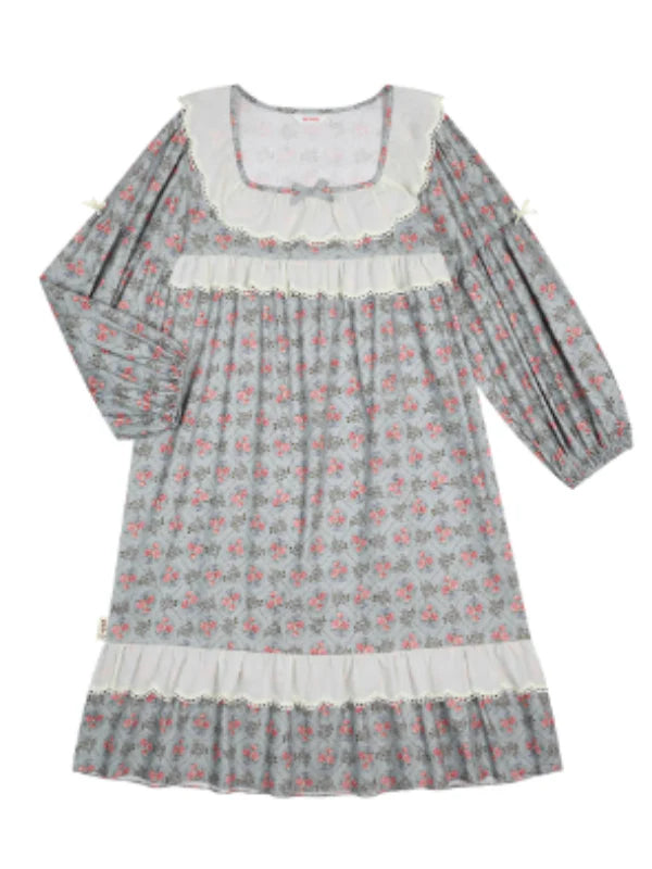 Whispering Blooms Lace-Trim Nightgown