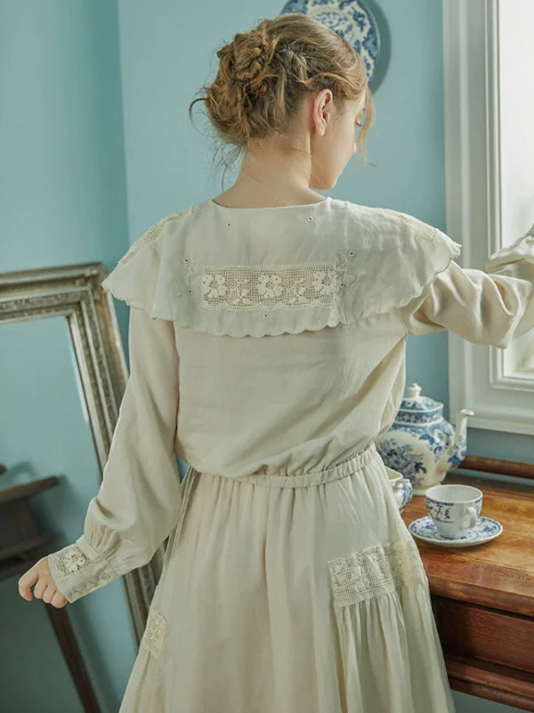 Autumn's Serene Verse Dress