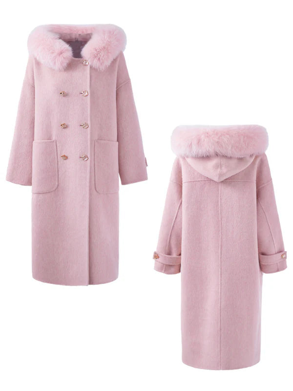 Fur Collar Wool Double-Breasted Coat