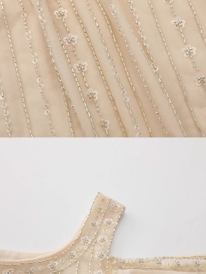 Moonlight Garden Beaded Cold Shoulder Top