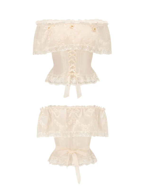 Buttercream Lace Corset Top & Skirt