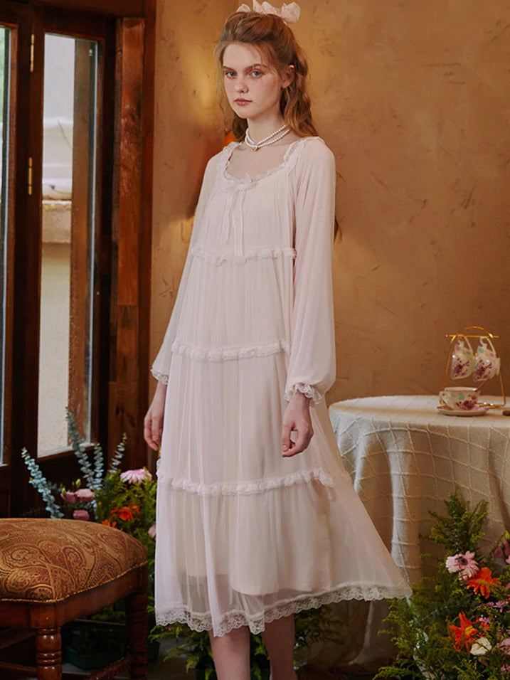 Dreamy Lace-Trimmed Fairycore Nightgown