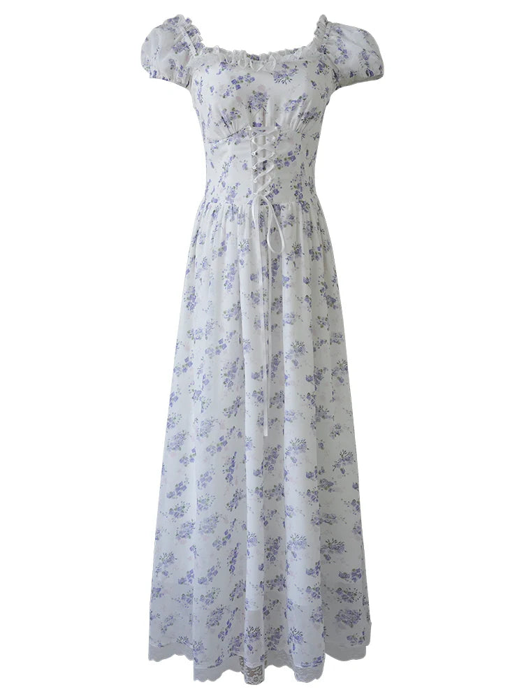 Blue Forest Floral Corset Dress