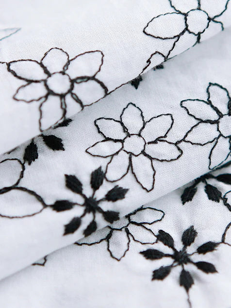 Ruffled Floral Embroidered Blouse