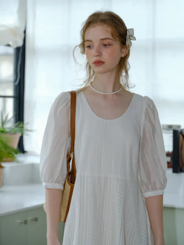 White Flower Lace Summer Dress