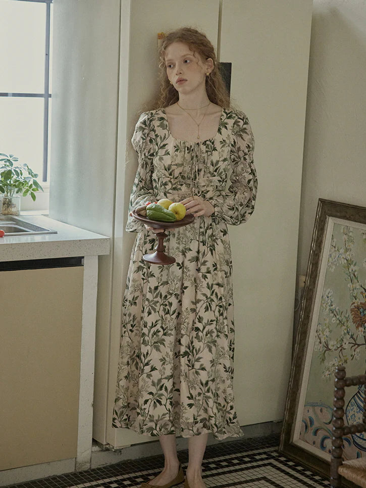 Vintage Botanical Elegance Dress