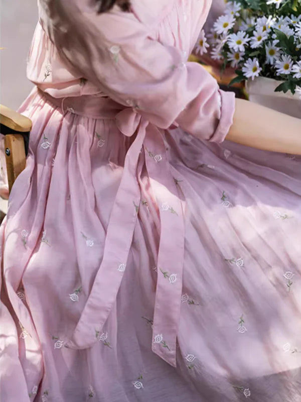 Sunlit Garden Floral Embroidered Dress