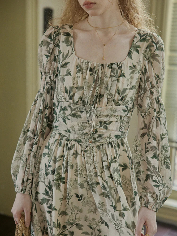Vintage Botanical Elegance Dress