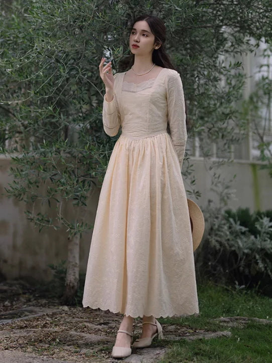 Timeless Elegance Cotton Embroidered Dress