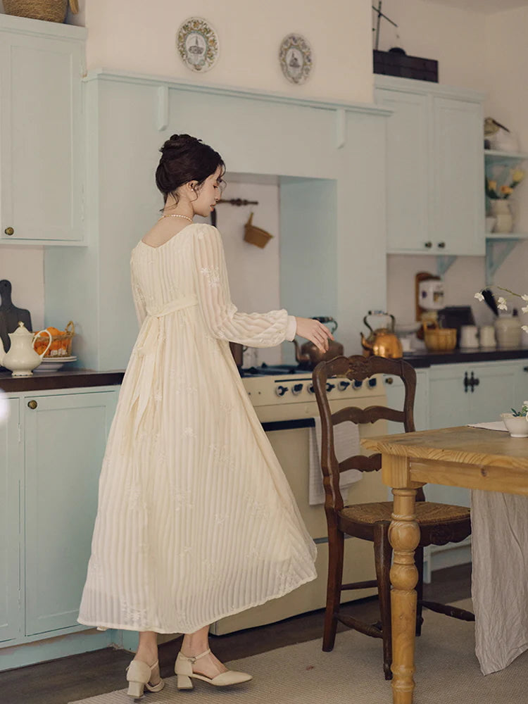 Square Neck Embroidered Fairy Dress